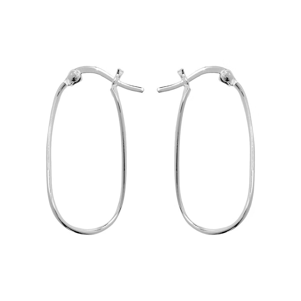 Silver Oblong Hoop Earrings