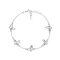 Silver Trace Link Bracelet with Diamond Cut Butterflies