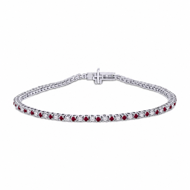 9ct WG Ruby & Diamond Tennis Bracelet