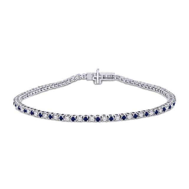 9ct wg Sapphire & Diamond Tennis Bracelet