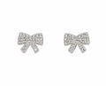Silver Bow Stud Earrings with Cubic Zirconia