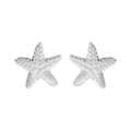 Etched Silver Starfish Stud Earrings - 7mm