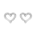 Silver Cut Out Heart Stud Earrings with Cubic Zirconia