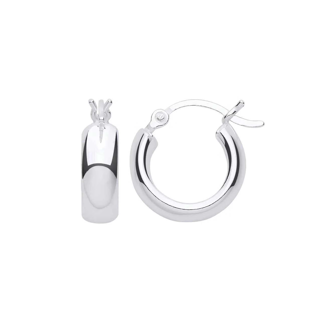 Silver Plain Round Wide Hoop Earrings - 15mm