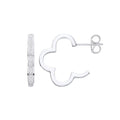 Silver & Cubic Zirconia Daisy Shape Hoop Earrings with Stud Fastener