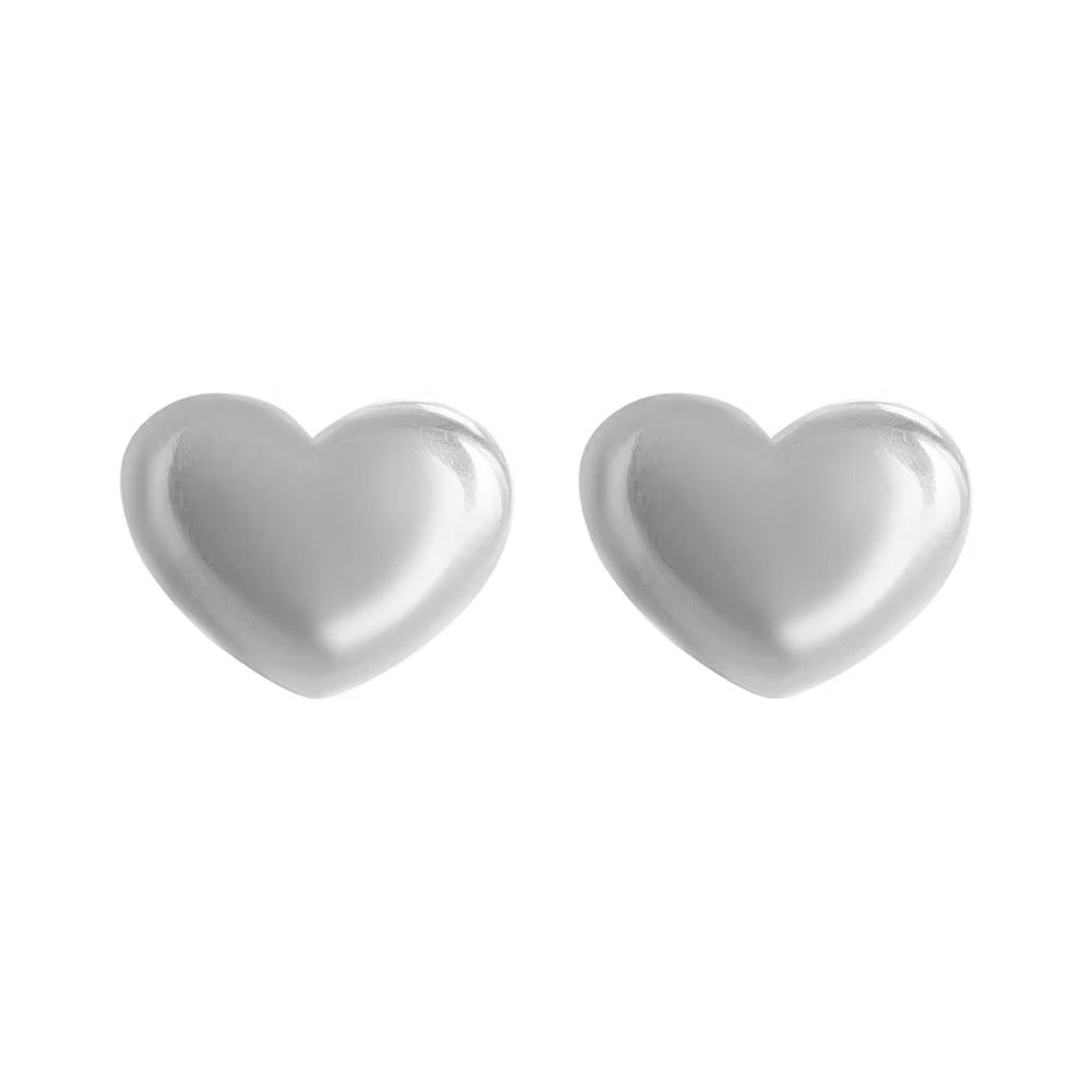 Silver Heart Studs