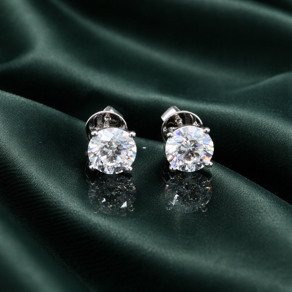 Lab-Grown (1.00ct total) Diamond & Platinum Stud Earrings