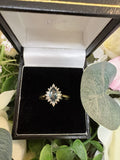 9ct Yellow Gold London Blue Topaz & Diamond Cluster Ring