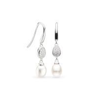 Kit Heath - Coast Pebble Glisten Pavé Pearl Drop Earrings
