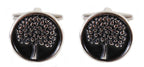 Tree Cufflinks – Black Enamel Disc with Silver Coloured Image
