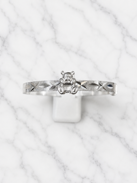 Child's Silver Sliding Teddy Charm Bangle