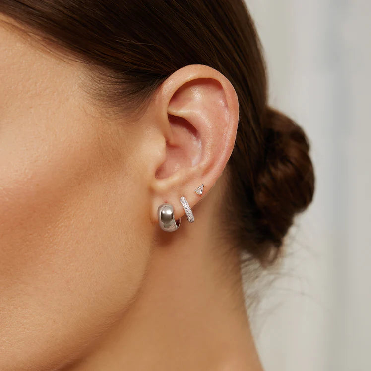 Ania Haie - Silver Chubby Small Huggie Hoop Earrings