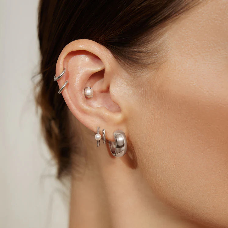 Ania Haie - Silver Chubby Medium Huggie Hoop Earrings