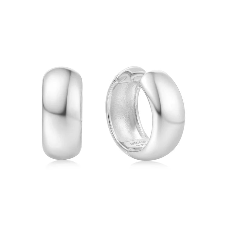 Ania Haie - Silver Chubby Medium Huggie Hoop Earrings