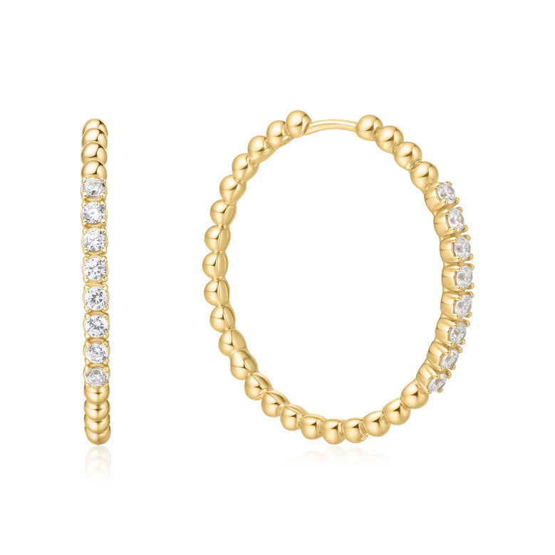 Ania Haie - Gold Large Claw Sphere Beaded Hoop Earrings