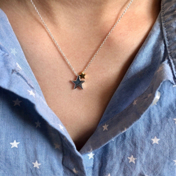 Reeves & Reeves Seeing Stars Sterling Silver & Gold Plated Necklace
