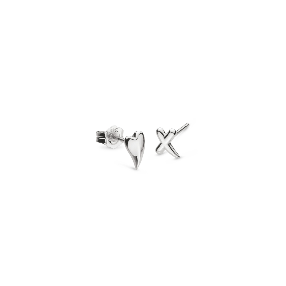 Kit Heath - Desire Kiss Heart & Kiss Mismatch Stud Earrings