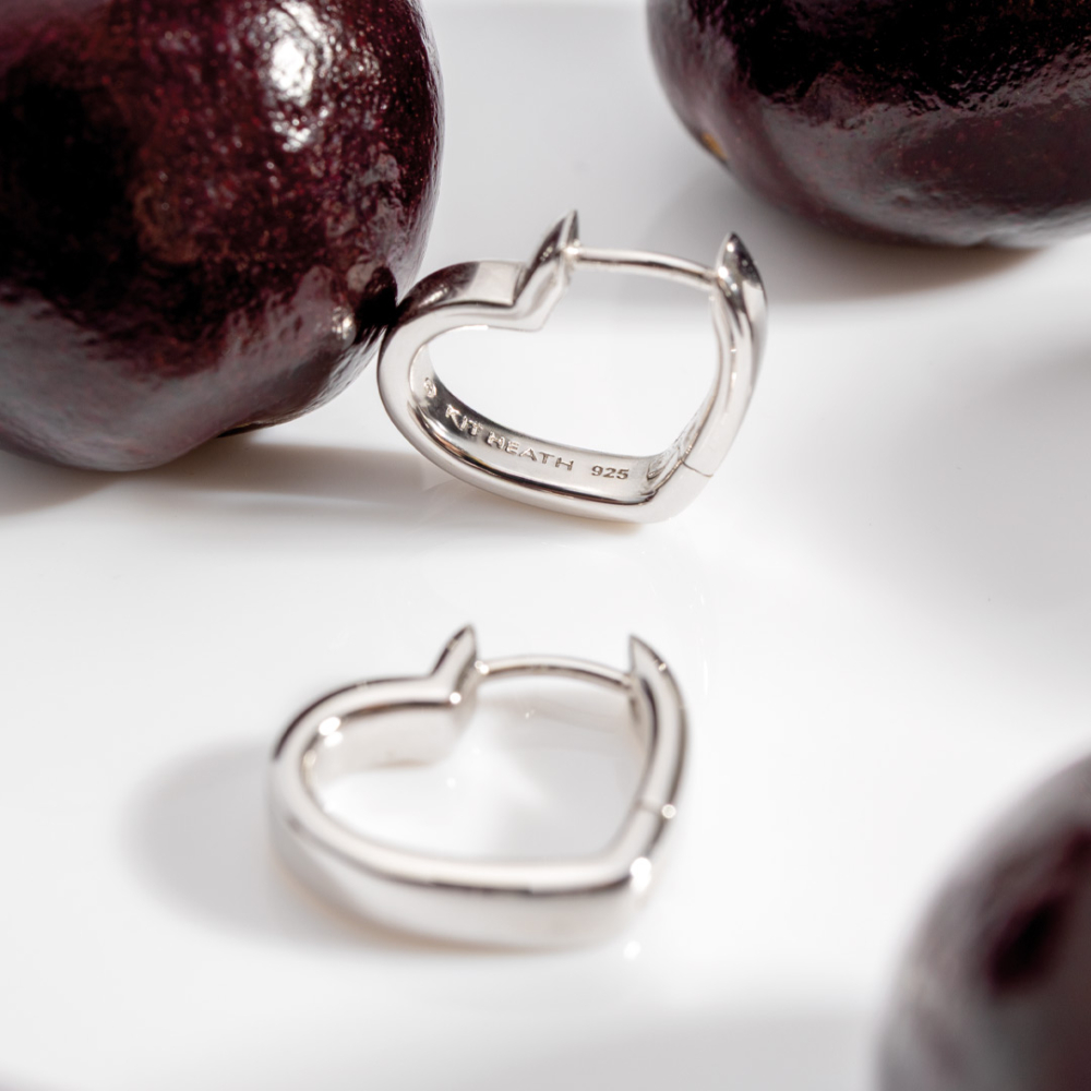 Kit Heath - Love Silver Heart Hoop Earrings