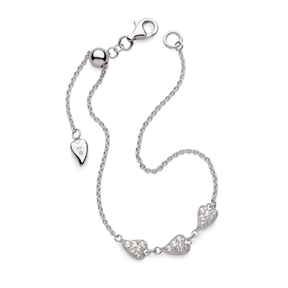Kit Heath - Desire Kiss Precious Pavé Heart Triplet Slider Bracelet