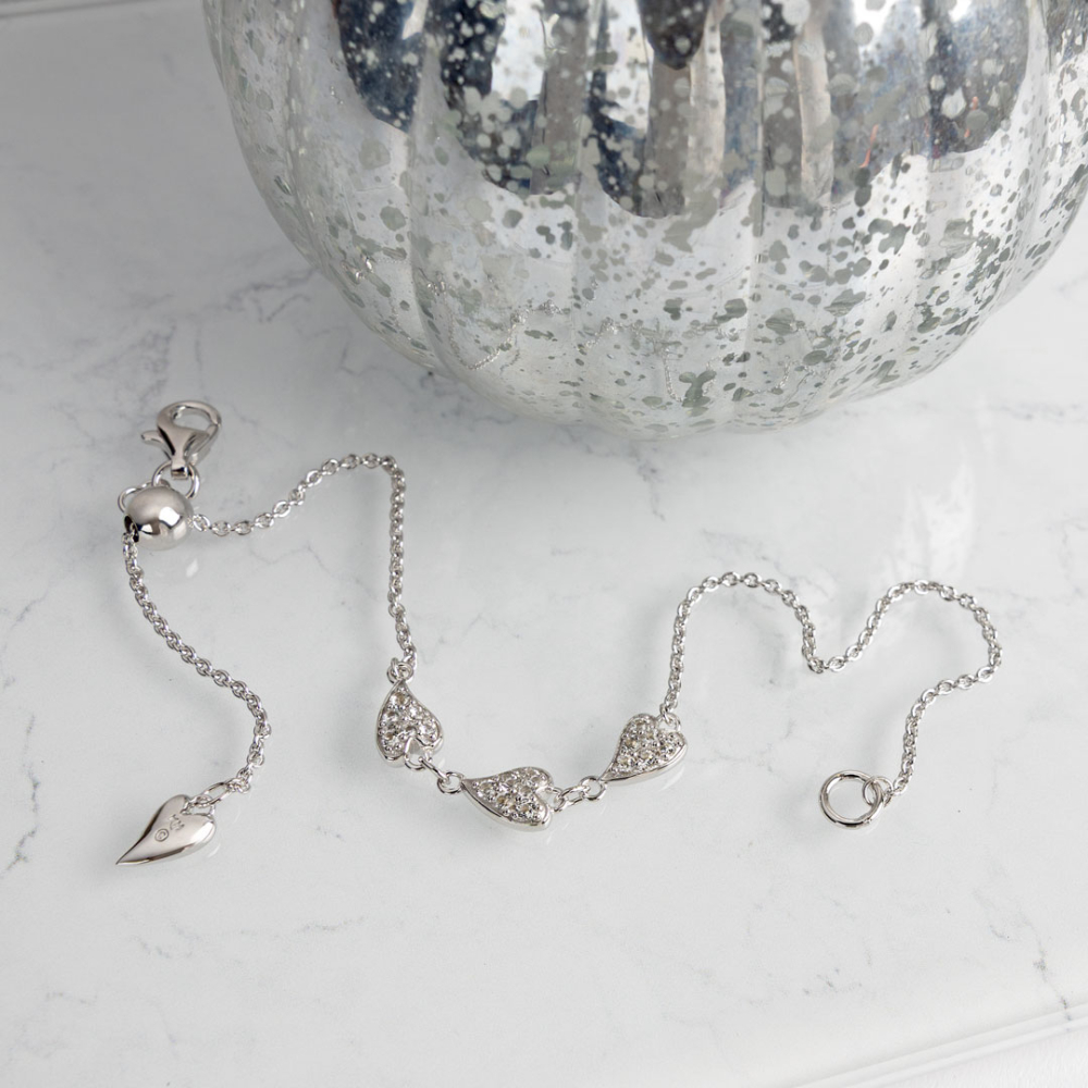 Kit Heath - Desire Kiss Precious Pavé Heart Triplet Slider Bracelet
