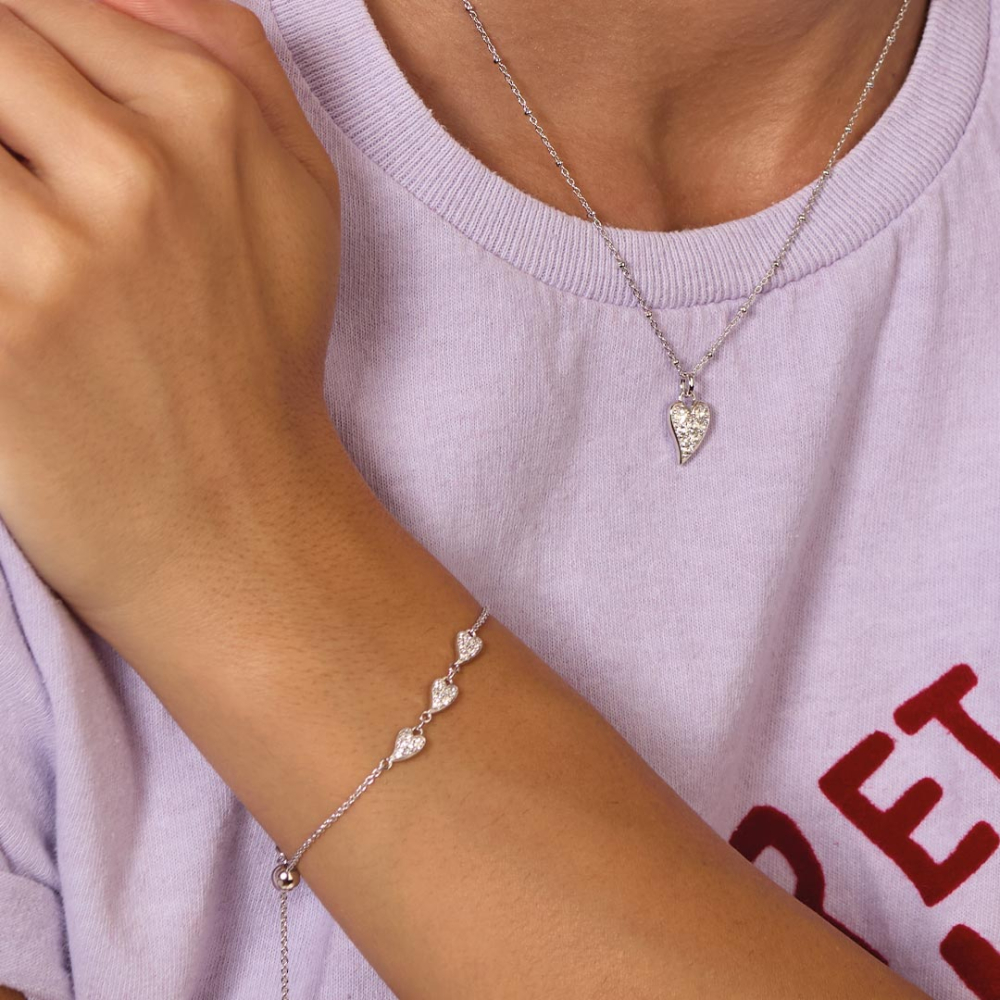 Kit Heath - Desire Kiss Precious Pavé Heart Triplet Slider Bracelet