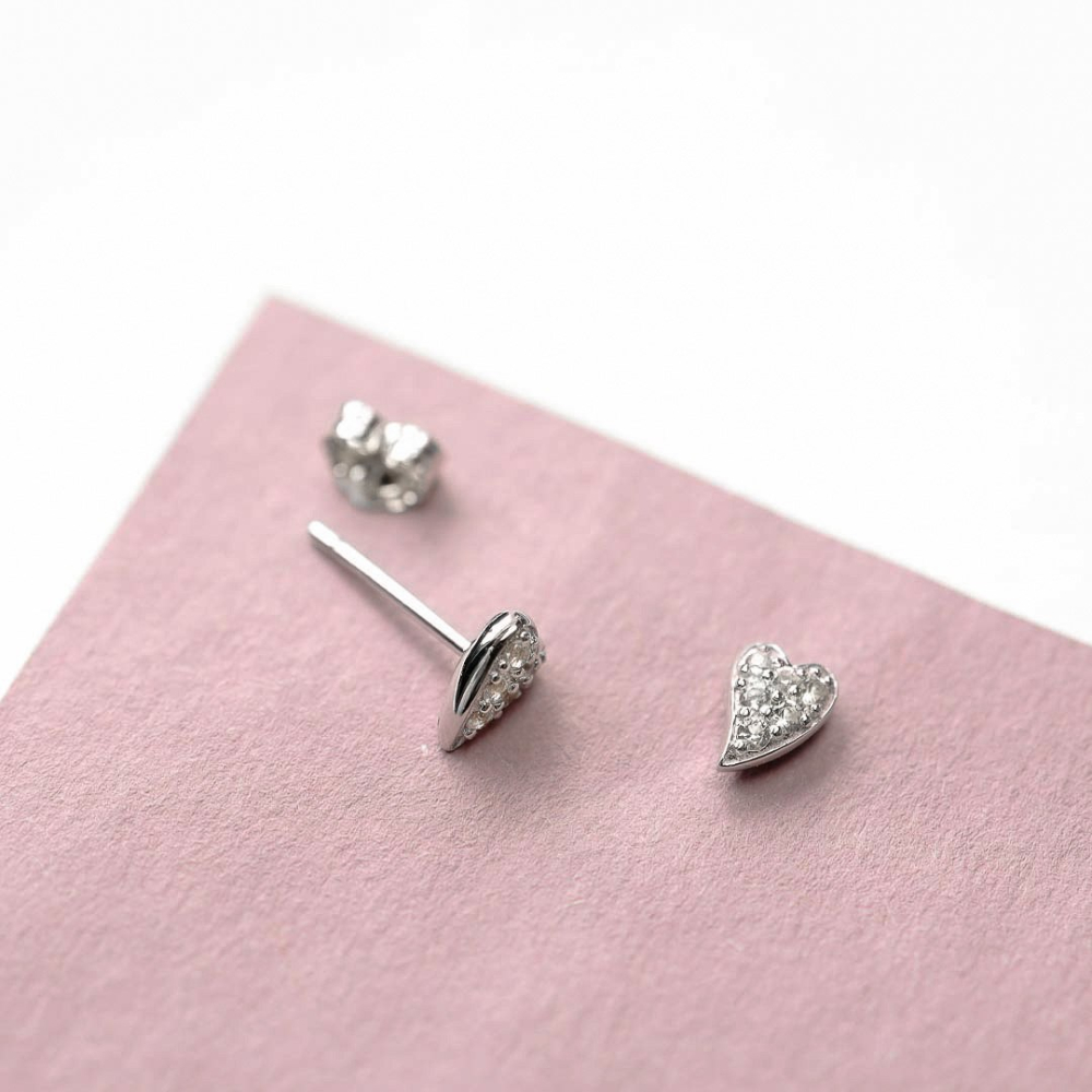 Kit Heath - Desire Cherish Precious Pavé Heart Stud Earrings