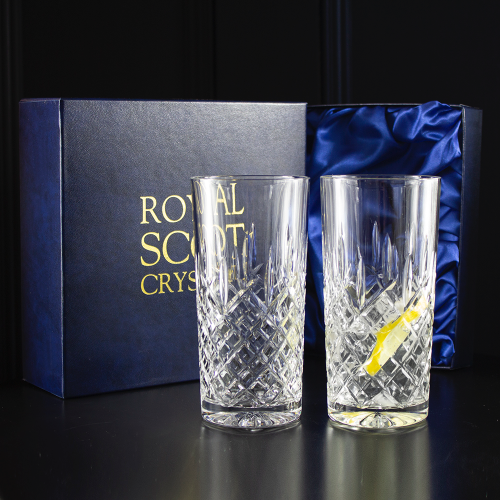 ROYAL SCOT - London 2 Tall crystal Tumblers