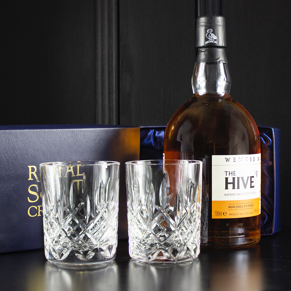 ROYAL SCOT - London 2 Crystal Small Whisky Tumblers