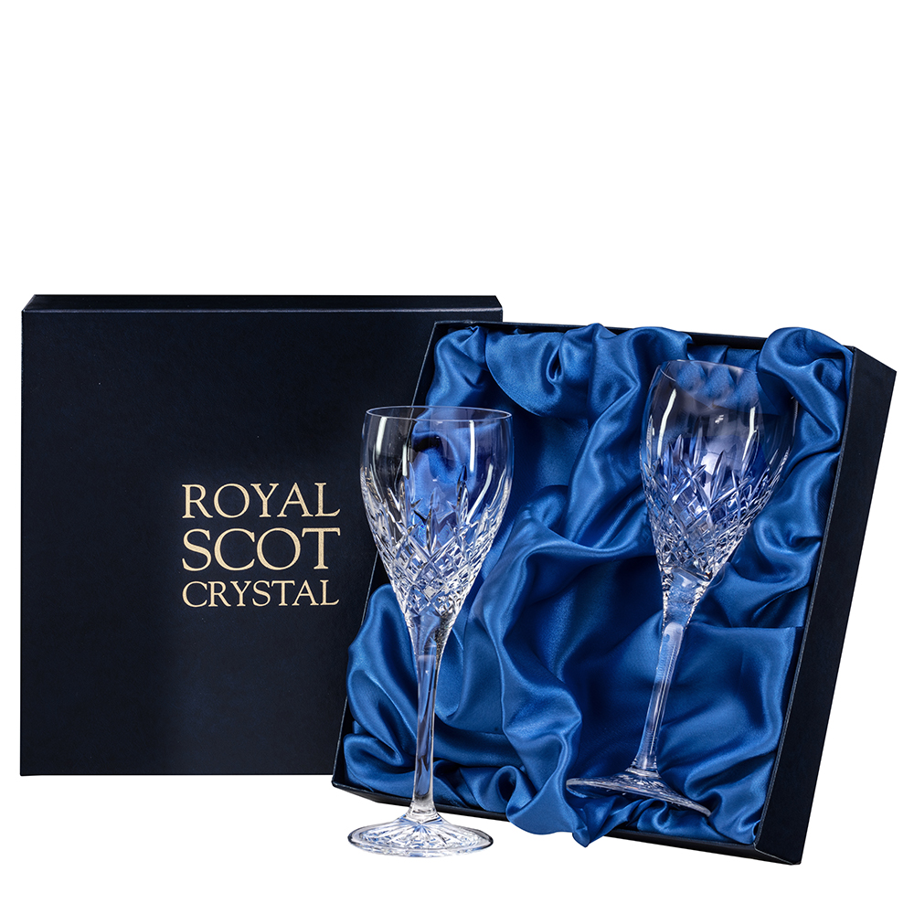 ROYAL SCOT - London 2 Crystal Wine Glasses