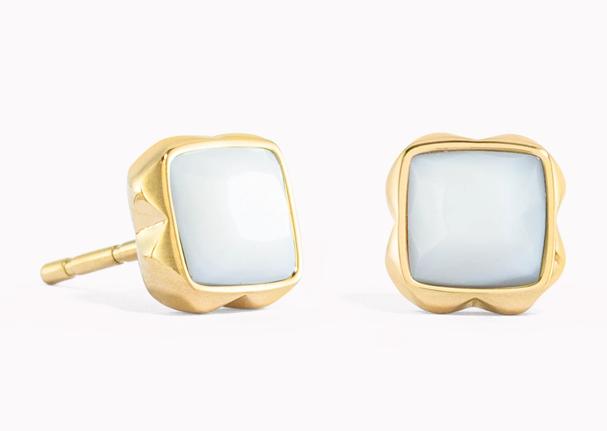 Coeur-de-Lion White Quartz April Birthstone Earrings