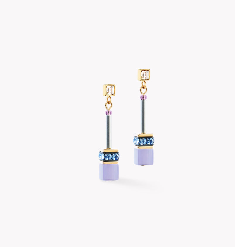 Coeur de Lion GeoCUBE® Iconic Chain earrings Mystic Orchid gold