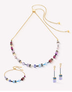 Coeur de Lion GeoCUBE® Iconic Chain earrings Mystic Orchid gold