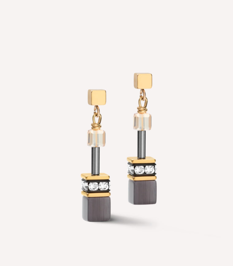 Coeur de Lion GEOCUBE® Earrings grey-gold