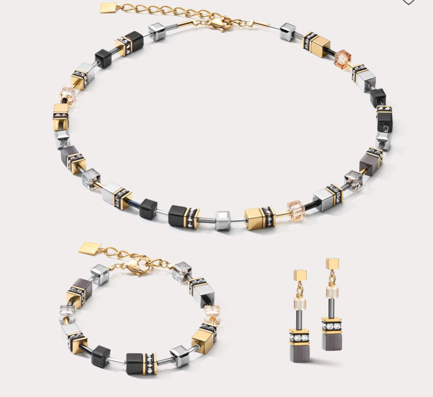 Coeur de Lion GEOCUBE® Earrings grey-gold