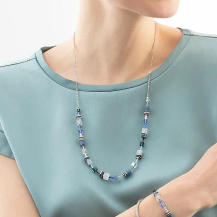 Coeur De Lion GeoCUBE Iconic Nature Chain Blue Necklace