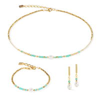 Coeur de Lion Lagoon Pearl gold-mint earrings