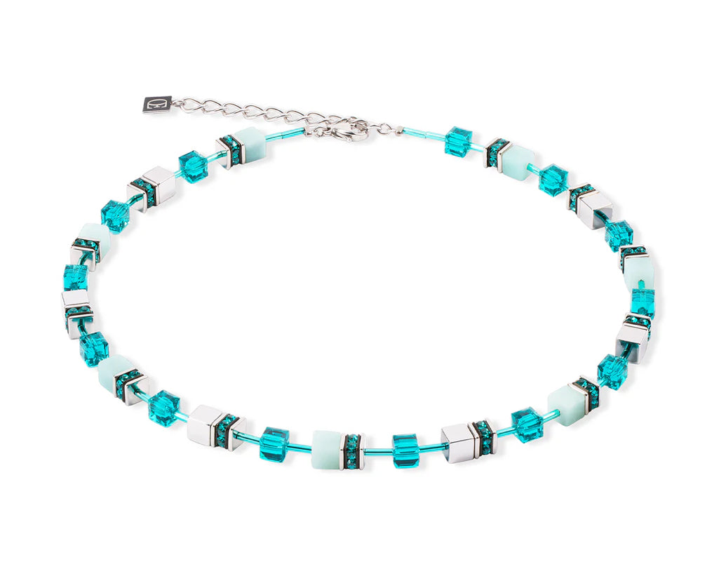 Coeur De Lion GeoCUBE® Iconic Precious Silver-Green Necklace