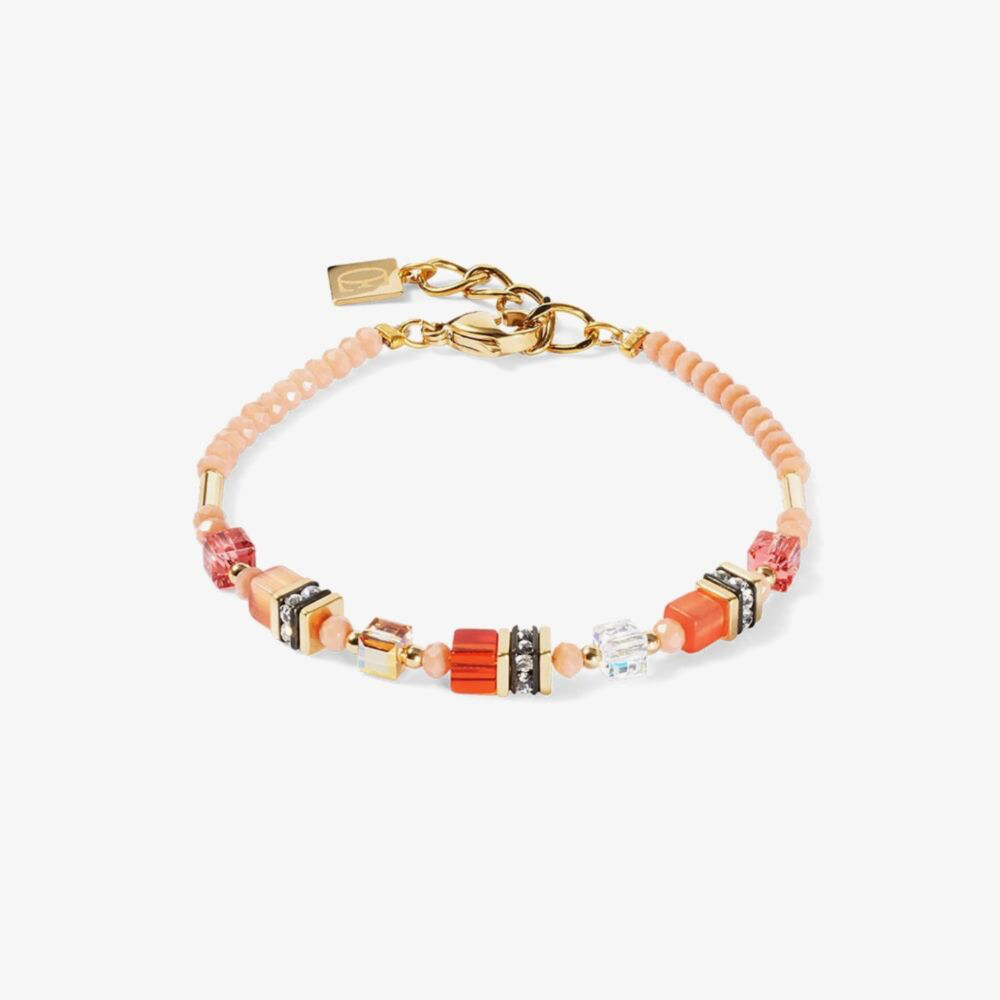 Coeur De Lion Mini GeoCUBES Gold Tone Orange Multi Stone Bracelet