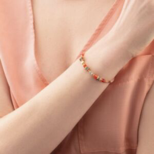 Coeur De Lion Mini GeoCUBES Gold Tone Orange Multi Stone Bracelet