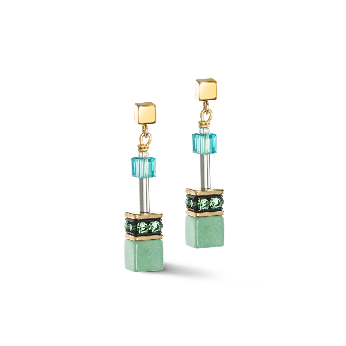 Coeur De Lion GeoCUBE Green-Turquoise Earrings