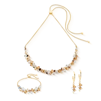 Coeur de Lion Dancing Crystals necklace gold-beige