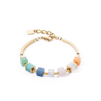 Coeur De Lion Precious Statement Cubes Gold Multi Bracelet