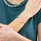 Coeur De Lion Precious Statement Cubes Gold Multi Bracelet