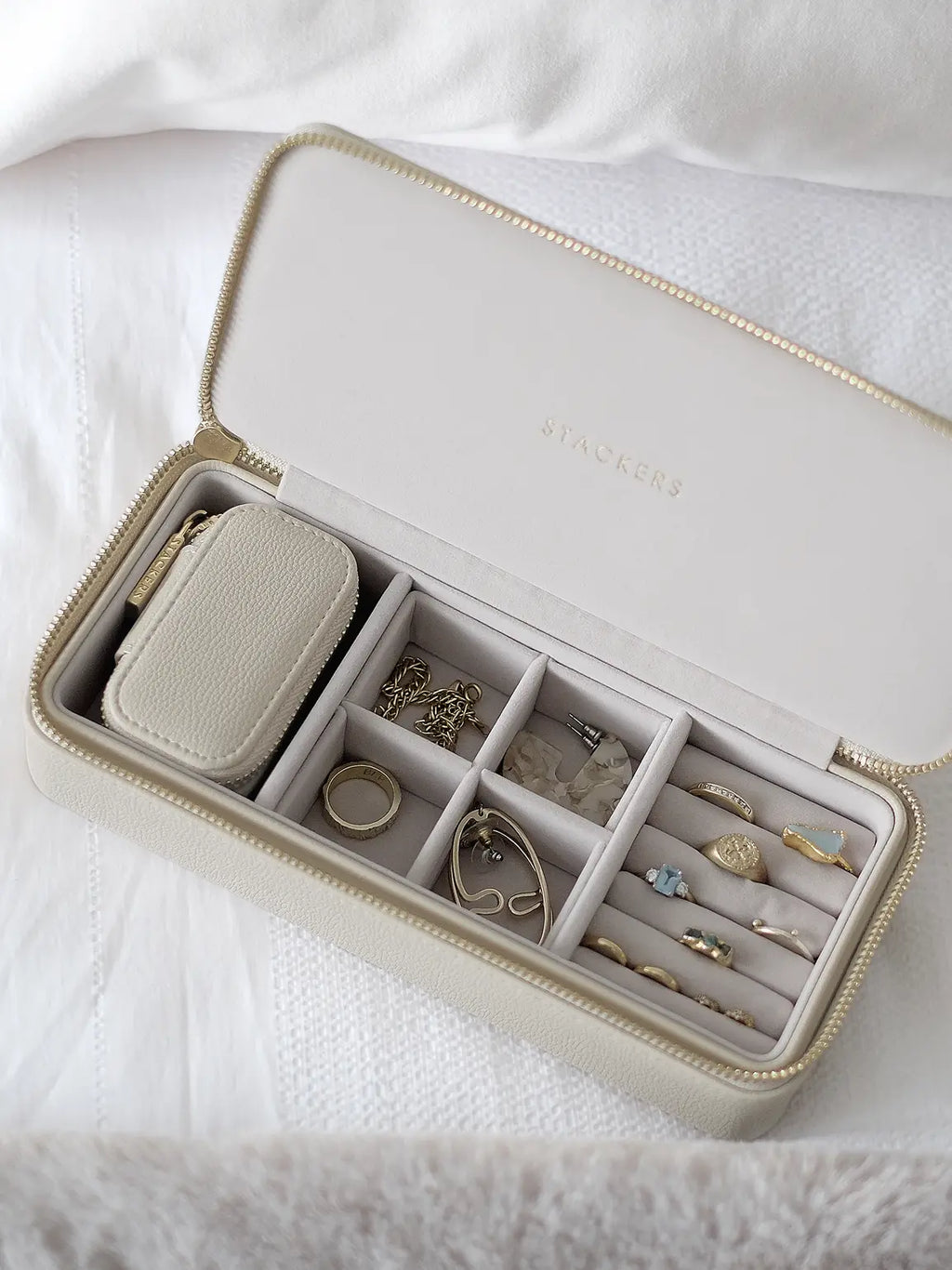 Stackers - Oatmeal Large Zipped Travel Jewellery Box - 75627