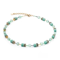 Coeur de Lion GeoCUBE® Iconic Mono Gold necklace green