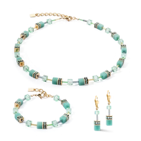 Coeur de Lion GeoCUBE® Iconic Mono Gold necklace green