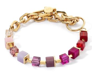 Coeur de Lion Cube Fusion Charm gold-red bracelet