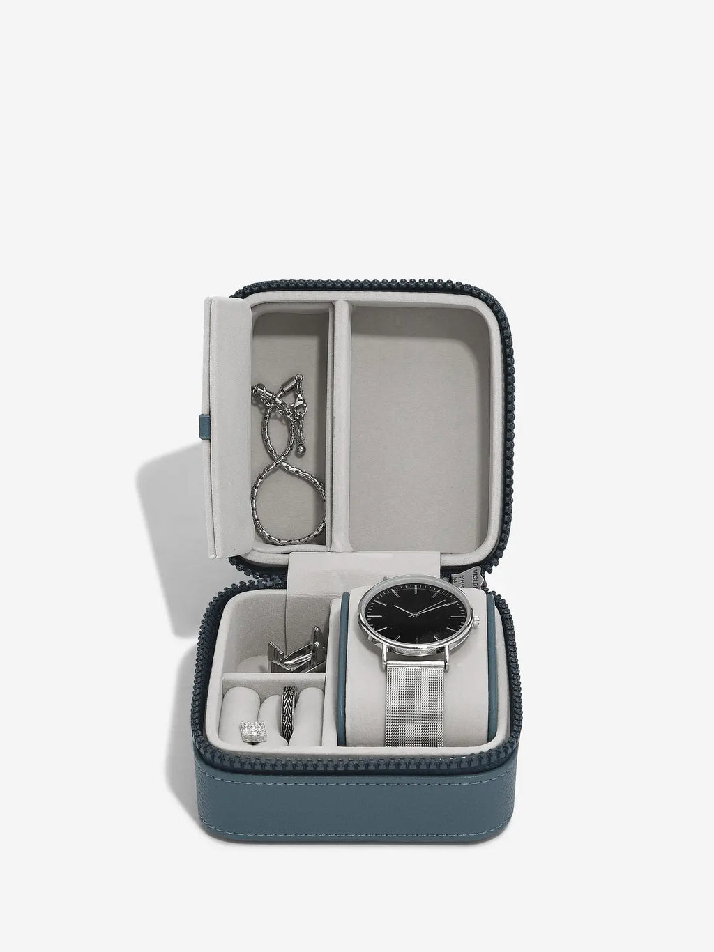 Stackers - Blue Canvas Watch & Jewellery Box