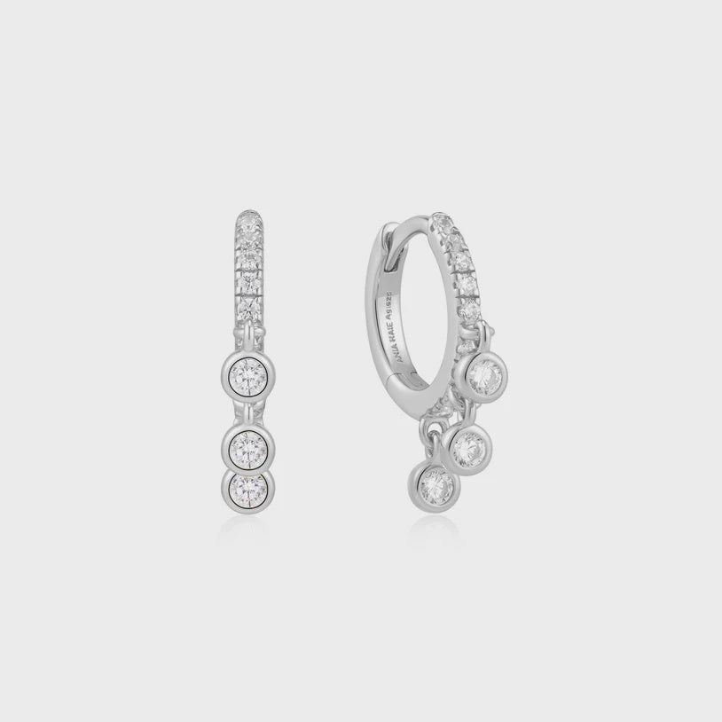 Ania Haie - Silver Trio-Drop Huggie Hoop Earrings