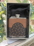 Brown equestrian design hip flask